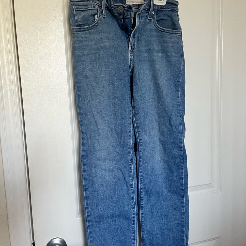 Levi’s 724 Blue High Rise Straight Crop Jeans